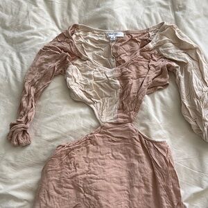 Chic Women's maxi Dress in Pink and Cream